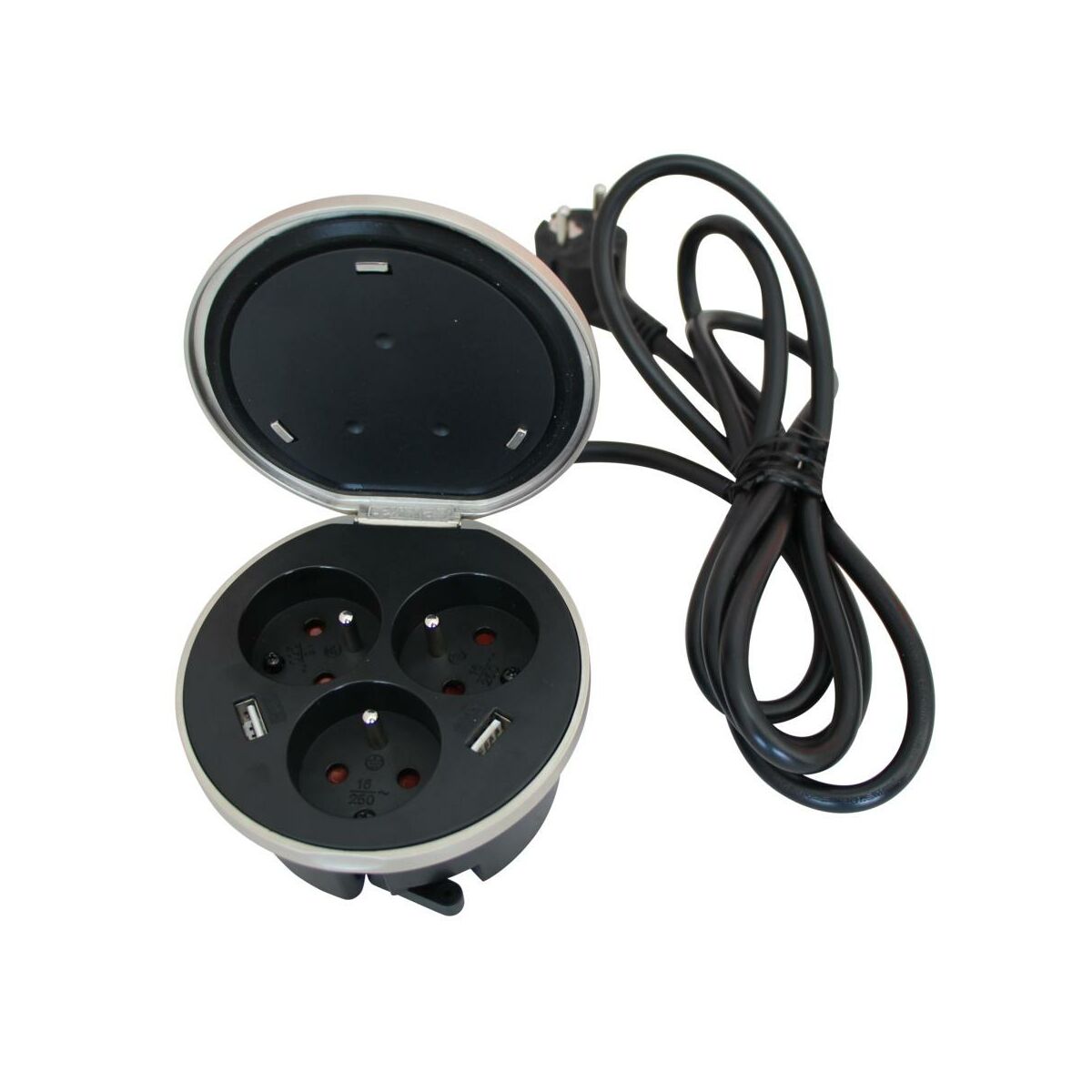 Wasserman LEXMAN wpuszczane 3 x 2P 2 x USB 2 m czarne LEXMAN
