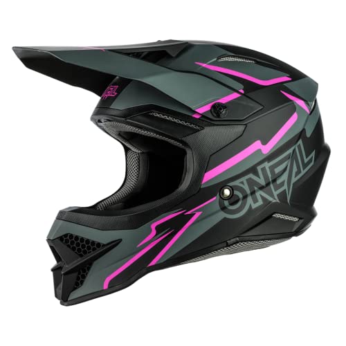 O'NEAL | Kask Motocrossowy | MX Enduro Motocyklowy | Norma bezpieczeństwa ECE 22.05, Otwory wentylacyjne dla optymalnej wentylacji i chłodzenia | Kask 3SRS Voltage | Dorosły | Czarny Różowy | Size XL
