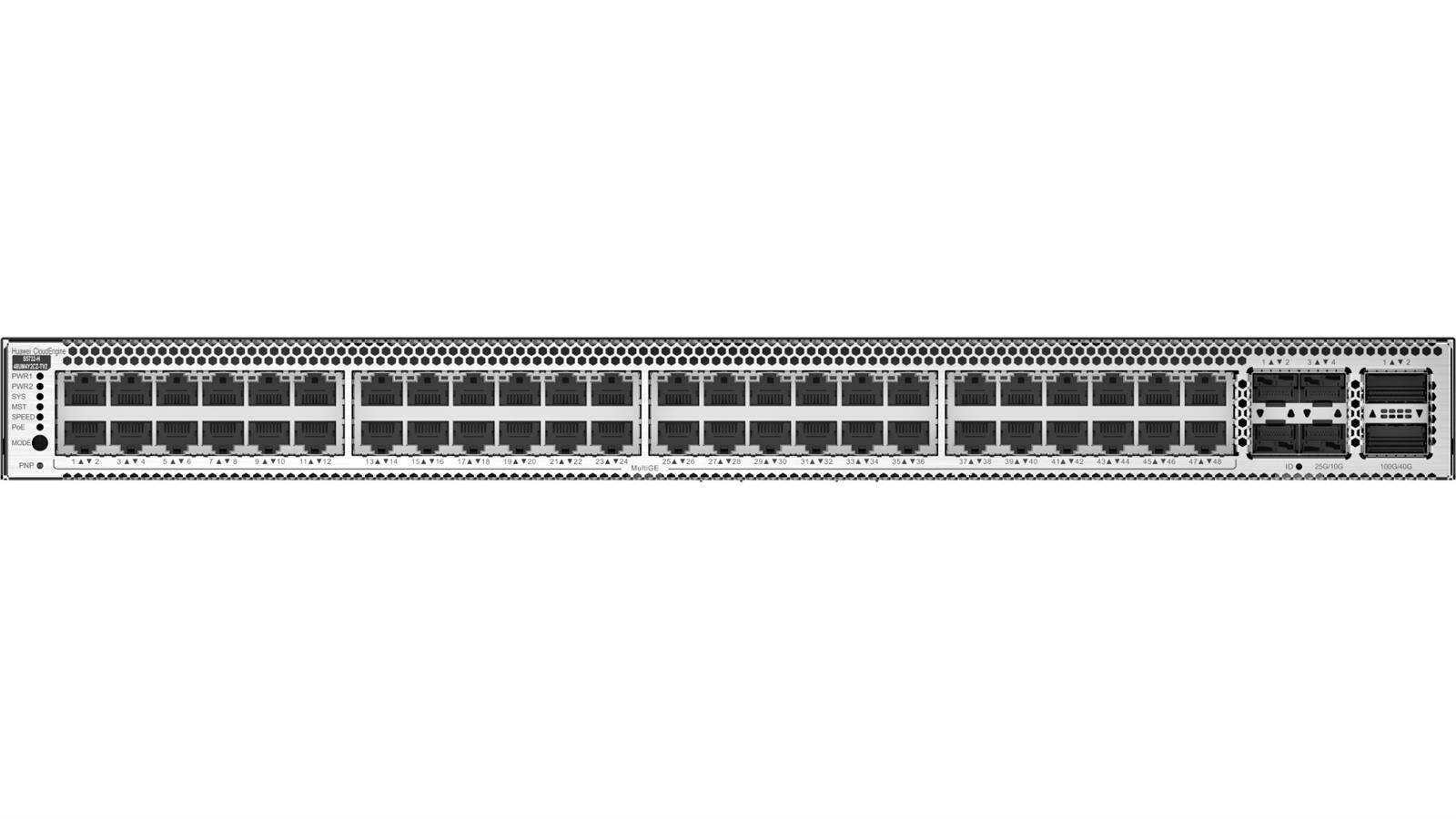 S5732-H48UM4Y2CZ-TV2 - 10G bundle, 48x 100M/1/2.5/5/10G Ethernet, 4x 25G SFP28, 2x 100G QSFP28, 1x slot rozszerzeń, PoE++, HTM, Huawei S5732-H Switch