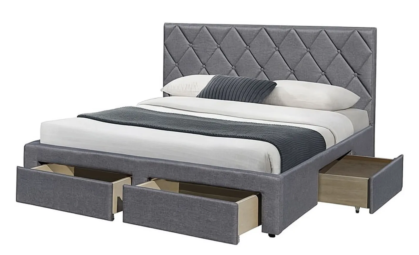 Szare łóżko z szufladami A2-B95