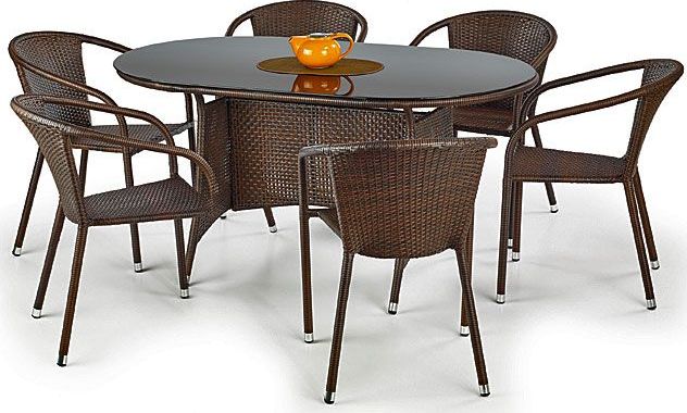 Elior Szklany stół ogrodowy Lukka - brązowy