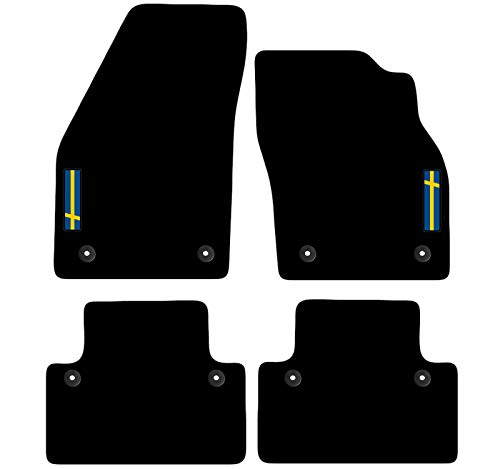 Carsio Dopasowany dywan dywaniki samochodowe z logo 8 klipsami do dopasowania - Volvo V50 2004 do 2012 (ręczny), czarne