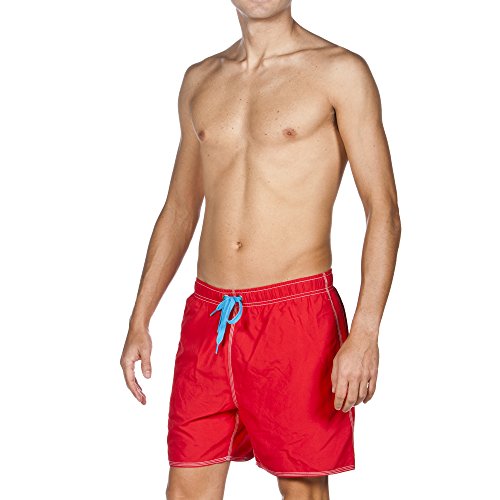 arena Szorty kąpielowe męskie Fundamentals Solid Boxer (szybkoschnące, ściągacz sznurkowy, miękki materiał) czerwony czerwony (Red-Turquoise) XL