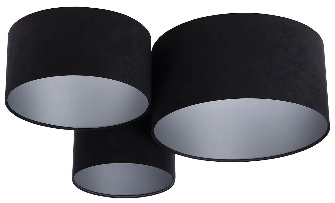 Czarno-srebrny okrągły plafon welurowy E4-F39