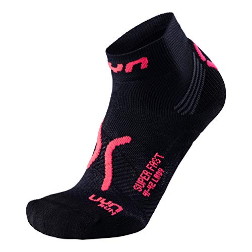 UYN Super Fast damskie skarpety do biegania, kolor czarny/Coral Fluo, 39/40