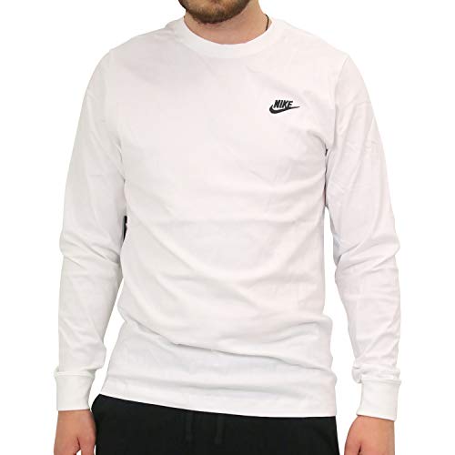 Nike męska koszulka M Nsw Club - koszulka z długim rękawem Ls White/(Black) M