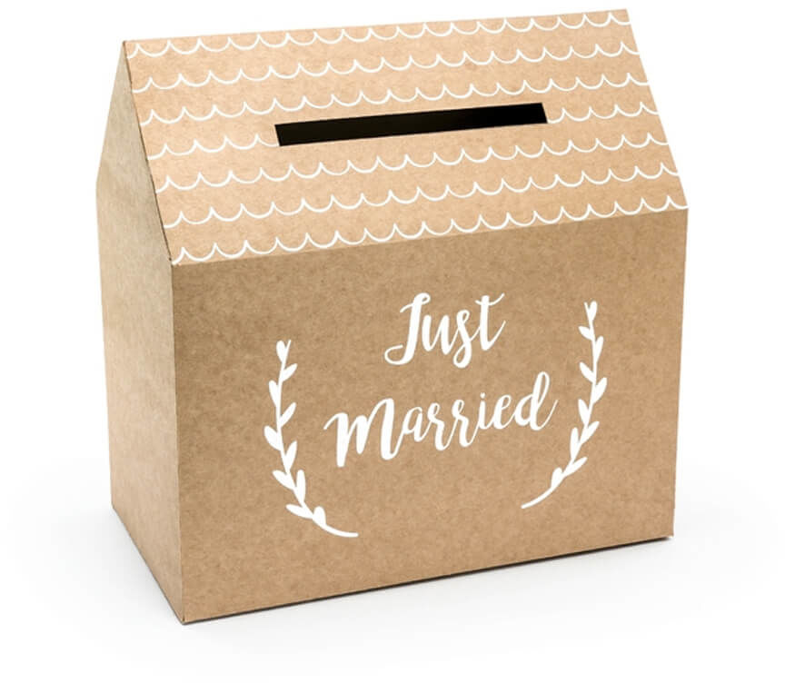 Pudełko na koperty z życzeniami, prezentami Just Married - 1 szt.