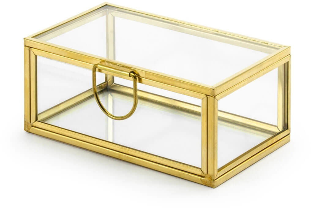 Szklane pudełko na obrączki złote - 1 szt.