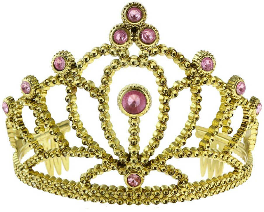 Tiara diadem złoty z różowymi perłami - 1 szt.
