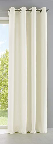 Gardinenbox Zasłona nieprzejrzysta, matowa, przepuszczająca światło »PALERMO« z oczkami i uchwytem marszczącym, zasłona dekoracyjna, 100% poliester, kremowa, wys. x szer. 225 x 140 cm