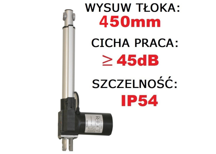 SIŁOWNIK ELEKTRYCZNY 24V SILNIK LINIOWY 450mm 6000N