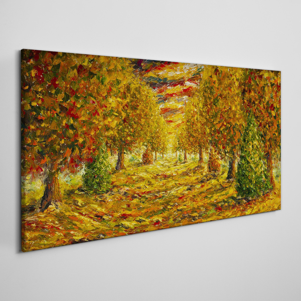 Obraz na Płótnie Malarstwo las jesień przyroda 140x70cm