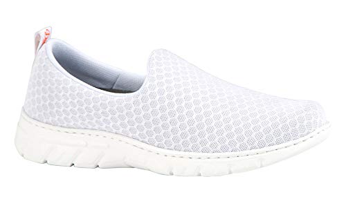 Dian Sneakersy robocze – ultralekkie, antybakteryjne, antypoślizgowe trenażer bezpieczeństwa, idealne dla szpitalów, pracowników zdrowotnych, kuchni i sprzątania, Valencia-Plus białe
