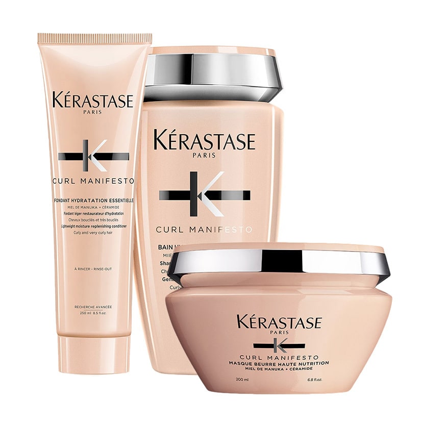Kerastase Curl Manifesto, zestaw nawilżający do loków, szampon + odżywka + maska
