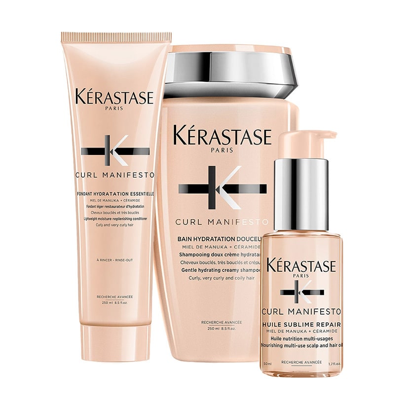 Kerastase Curl Manifesto, zestaw nawilżający do loków, szampon + odżywka + olejek