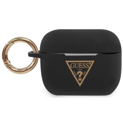 Guess Guess GUACAPLSTLBK Silikonowe etui Triangle Logo AirPods Pro czarny GUACAPLSTLBK