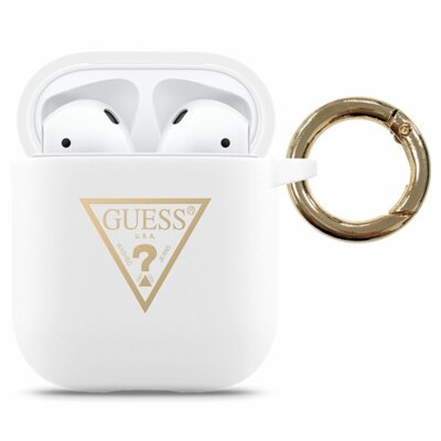 Guess Guess GUACA2LSTLWH AirPods cover biały/white Silicone Triangle Logo