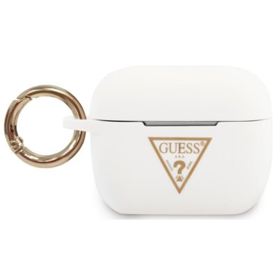 Guess Guess GUACAPLSTLWH Silikonowe etui Triangle Logo AirPods Pro biały GUACAPLSTLWH