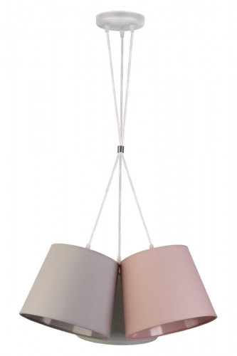 DUOLLA Lampa wisząca Rossa, 3-punktowa, szara/różowa