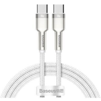 Baseus przewód ładujący/do transmisji danych Cafule Series USB C M na USB C M z metalowymi zakończeniami 100W 1 m CATJK C02 biały # z wartością produktów powyżej 89zł!