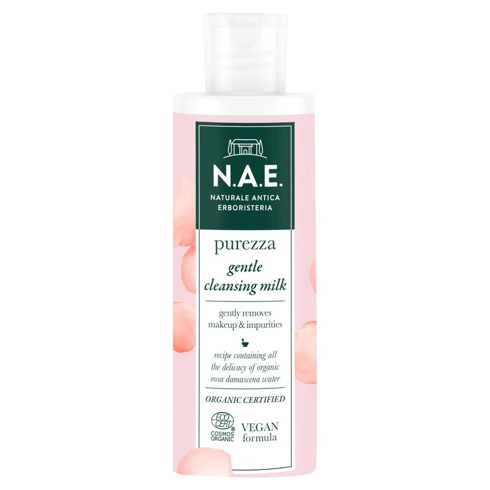 N.A.E. N.A.E N.A.E Pielęgnacja twarzy Purezza Delikatne Mleczko Oczyszczające do Twarzy z Organiczną Wodą z Róży Damasceńskiej 200 ml