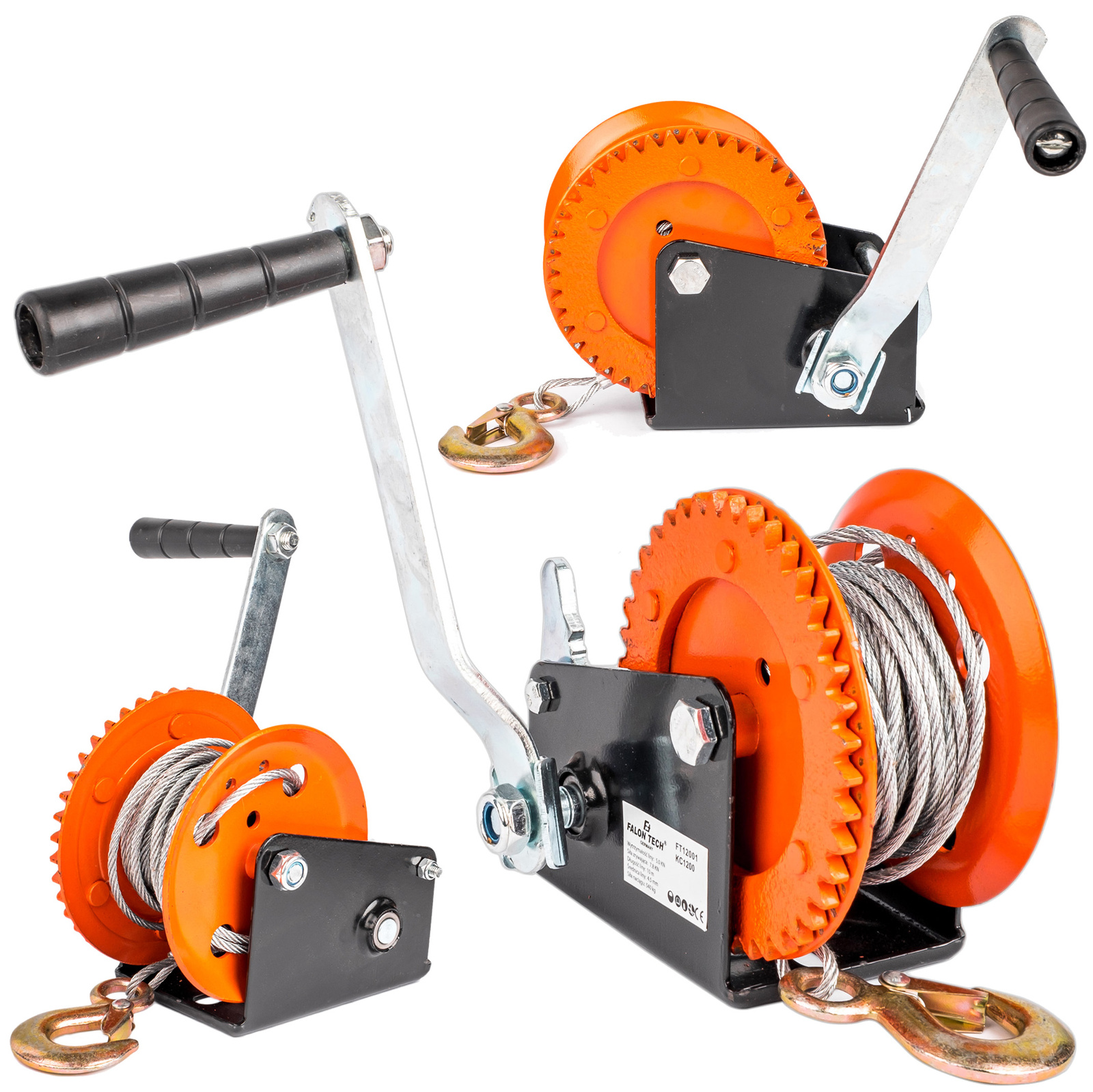 WYCIĄGARKA WCIĄGARKA RĘCZNA KORBOWA LINOWA 1200 LBS 545kg FALON-TECH