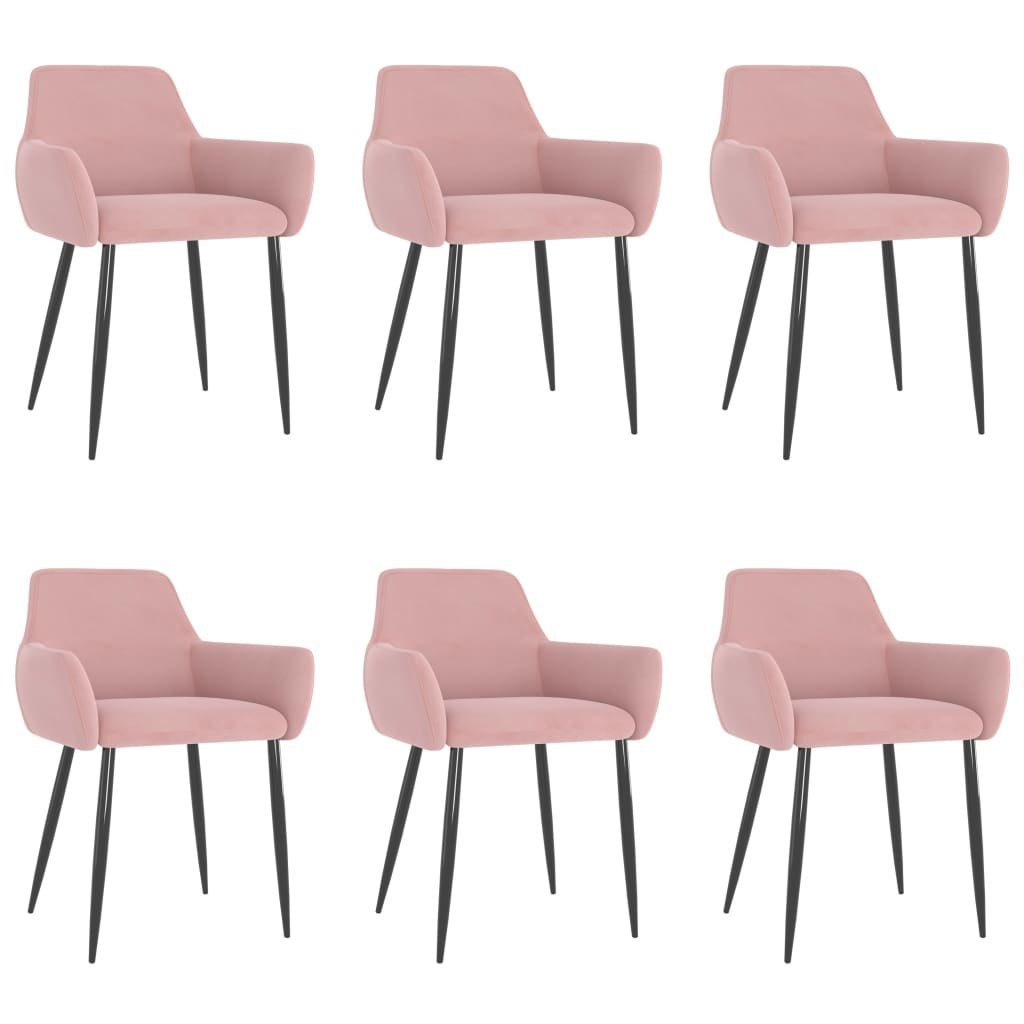vidaXL Lumarko Krzesła stołowe, 6 szt., różowe, obite aksamitem 3068033