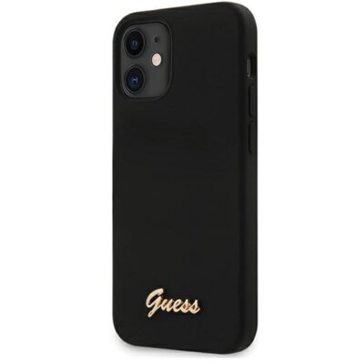 Guess Silicone Script - Etui iPhone 12 mini czarny 3700740481998