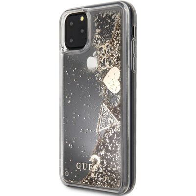 Guess Liquid Glitter Charms - Etui na iPhone 12 / iPhone 12 Pro złoty GUHCP12MGLHFLGO
