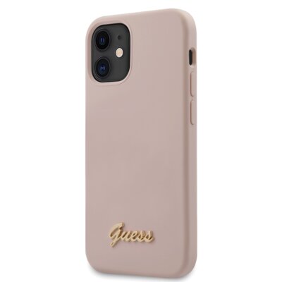 Guess Silicone Script - Etui iPhone 12 mini różowy