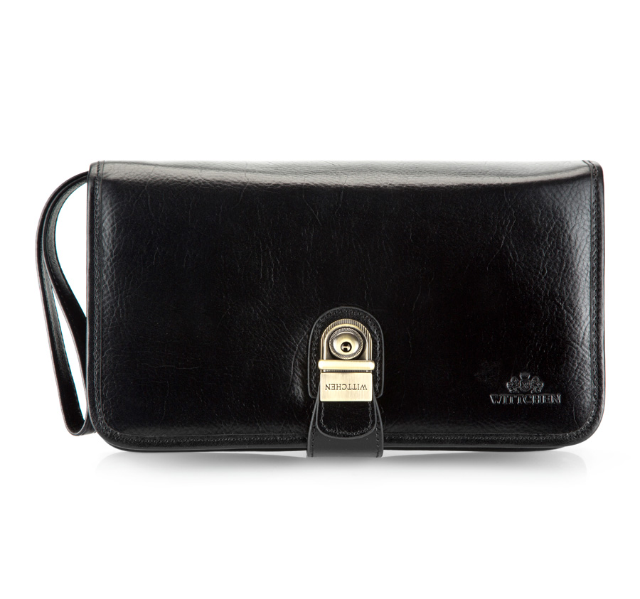 Saszetka skórzana z eleganckim zapięciem mała