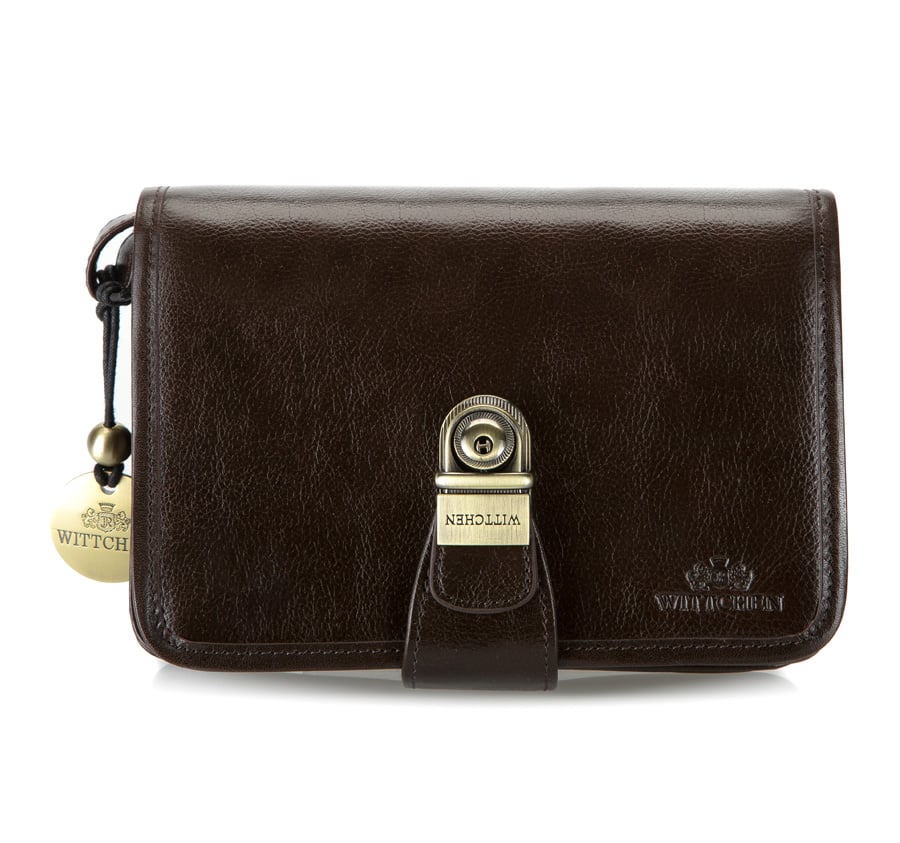 Saszetka skórzana z eleganckim zapięciem duża