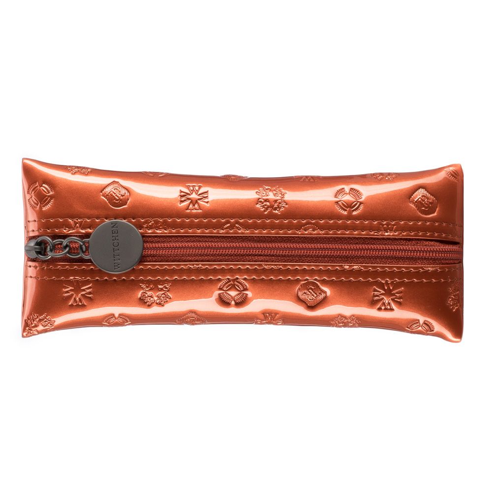 Etui na klucze ze skóry lakierowanej z monogramem pomarańczowe