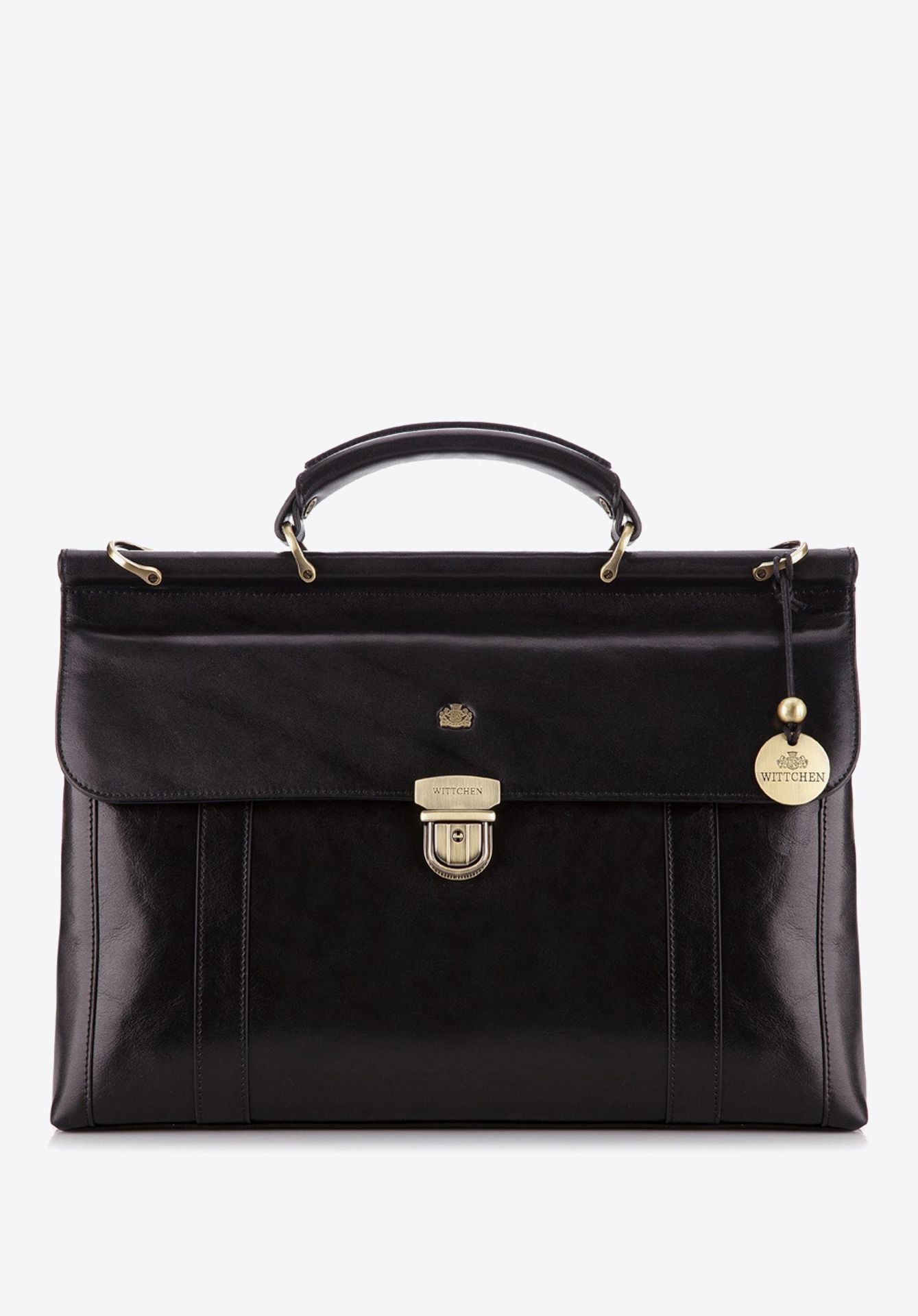 Teczka skórzana z pionowymi przeszyciami