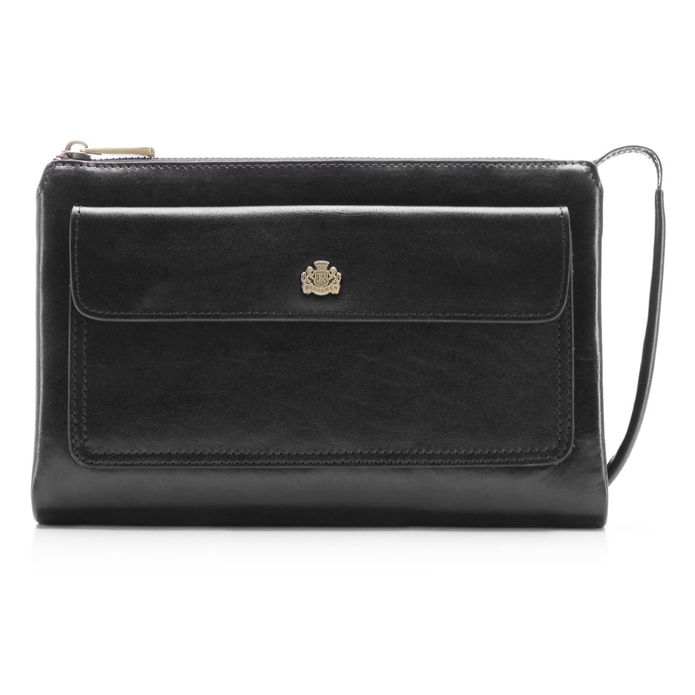 Saszetka skórzana z bocznym uchwytem