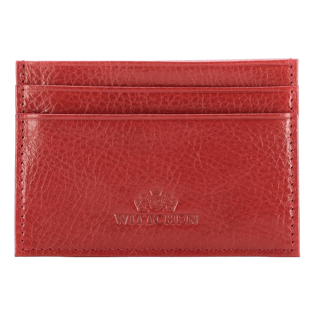 Etui na karty skórzane basic czerwone