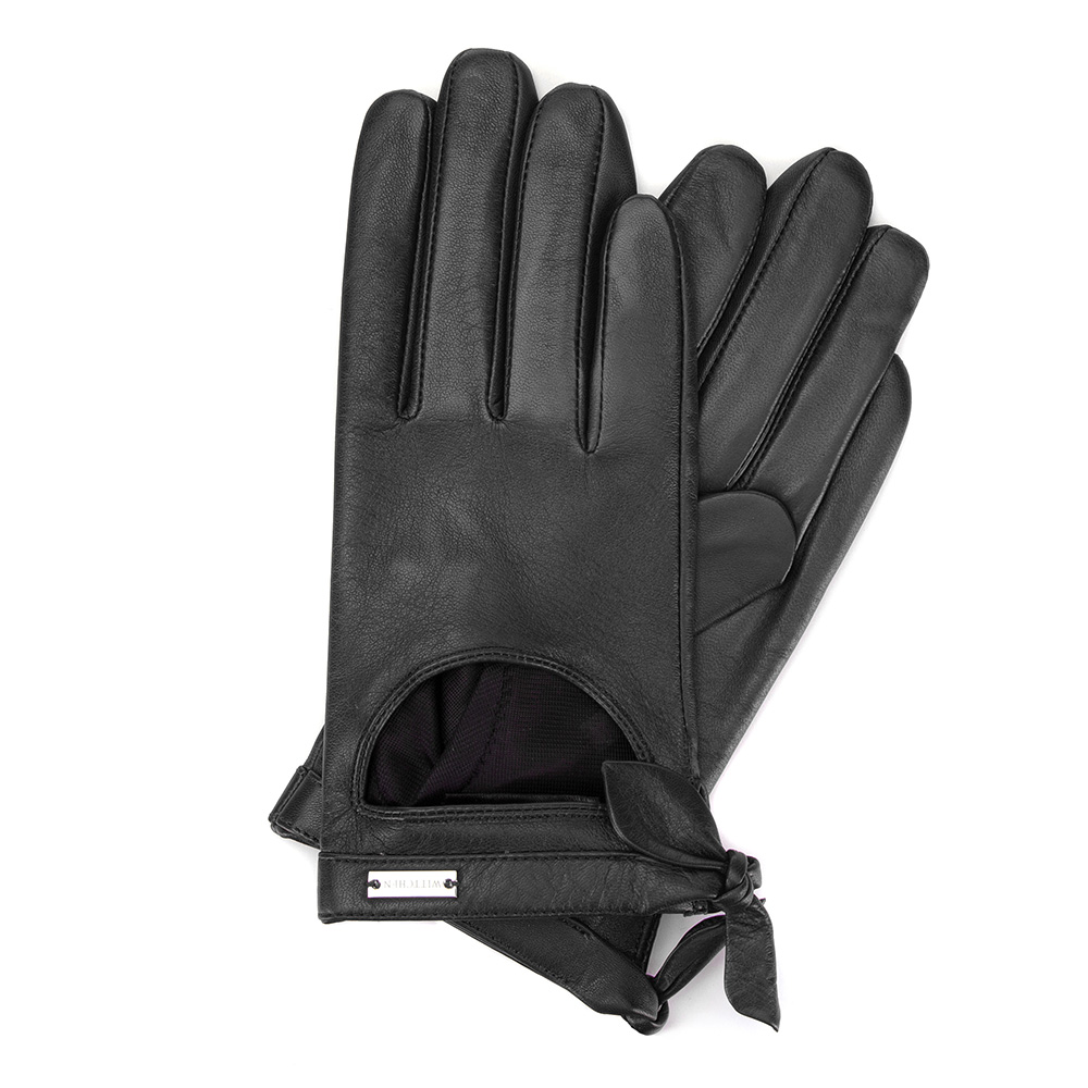 Damskie rękawiczki skórzane z wycięciem