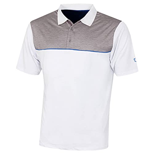Island Green Męska podkreślona nadruk odprowadzająca powietrze koszulka polo top koszulka golfowa biały XXL