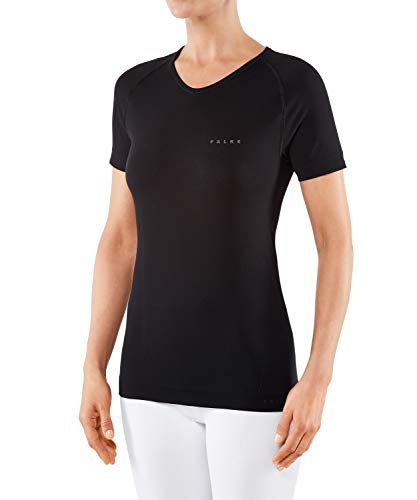 FALKE FALKE Damska, koszulka z krótkim rękawem Warm Short Sleeve Comfort Fit, włókna funkcyjne, 1 sztuka, czarna (Black 3000), rozmiar: S 39112