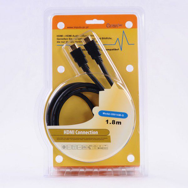 Kabel Impuls-PC HDMI - HDMI 1.8m czarny HDMIHDMI1,8mWERSJA1,4blist.HQ