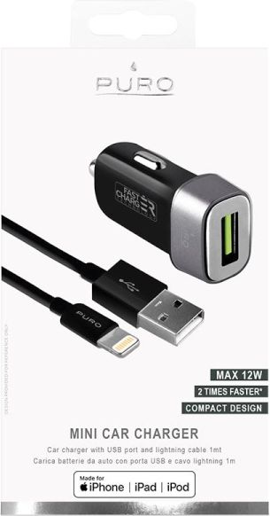 Ładowarka Puro Mini 1x USB-A 2.4 A FCMCHUSBAPLT24CBLK