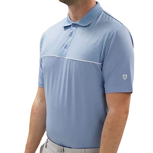 Island Green Męska podkreślona nadruk odprowadzająca powietrze koszulka polo top koszulka golfowa Niebo XXL