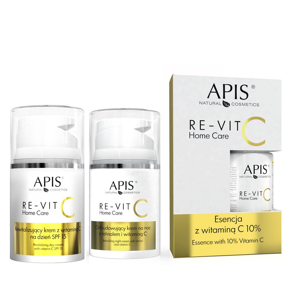 Apis Professional Zestaw Professional RE-VIT C Home Care esencja + krem na dzień + krem na noc