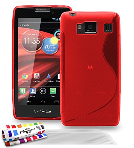 Motorola Ultraflache weiche Schutzhülle RAZR HD [Le S Premium] [Rot] von MUZZANO + 3 Display-Schutzfolien UltraClear + STIFT und MICROFASERTUCH MUZZANO GRATIS - Das ULTIMATIVE, ELEGANTE UND LANGLEBIG