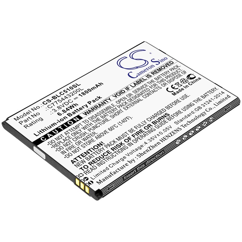 Blu C050 / C775443200L 1800mAh 6.84Wh Li-Ion 3.8V (Cameron Sino)