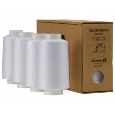 Łucznik Nici do owerloka overlocka REGULAR ZESTAW 4 x 4000m Białe 1009651