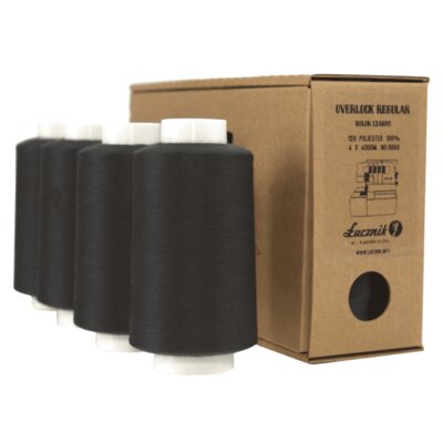 Łucznik Nici do owerloka overlocka REGULAR ZESTAW 4 x 4000m Czarne 1009652