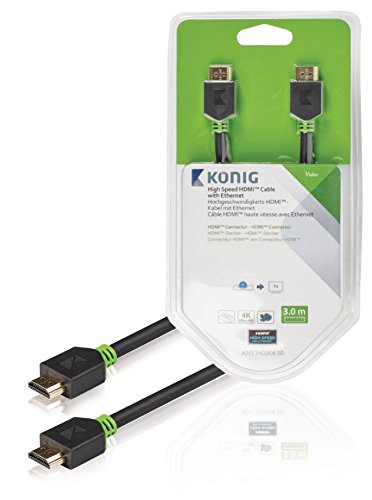 König KNV34000E30 kabel High Speed HDMI z Ethernet, 3 m Szary 5412810227129