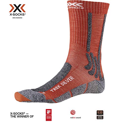 X-SOCKS Męskie skarpety Trek Silver - Crimson Red/Dolomite Grey, rozmiar: 39-41