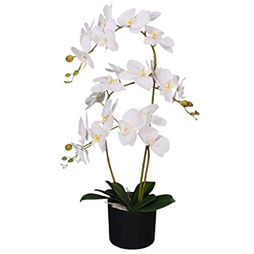 Liść luksusowe realistyczne sztuczne rośliny orchidei wzór UK (60 cm duży biały), 65 cm